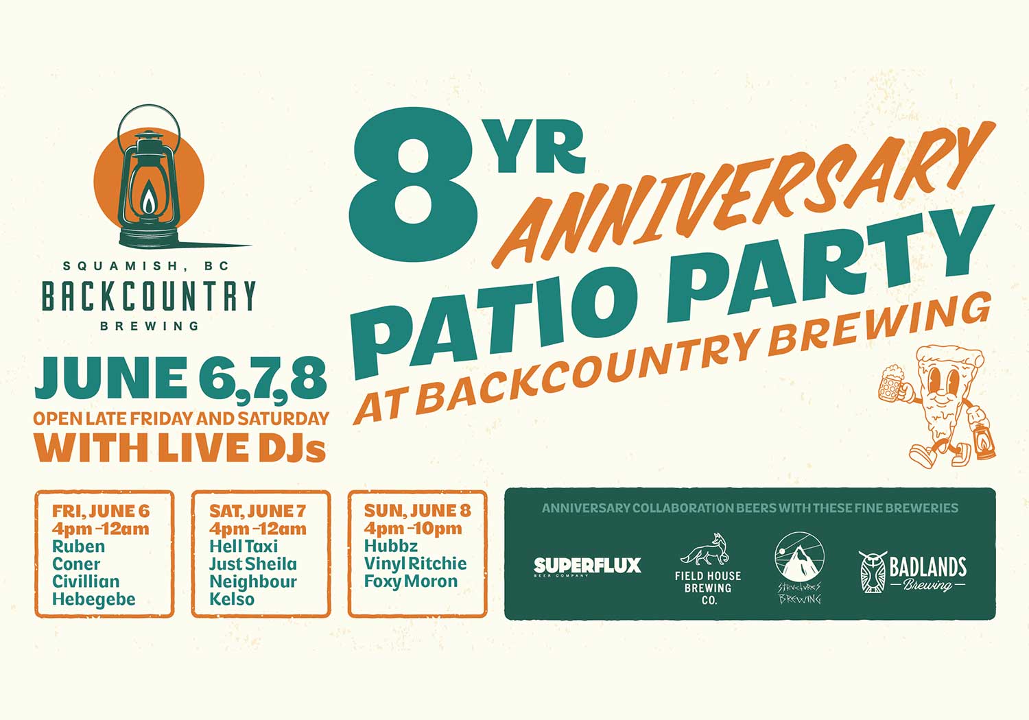Backcountry Brewing — 8 Year Anniversary Patio Party poster - Featured Image